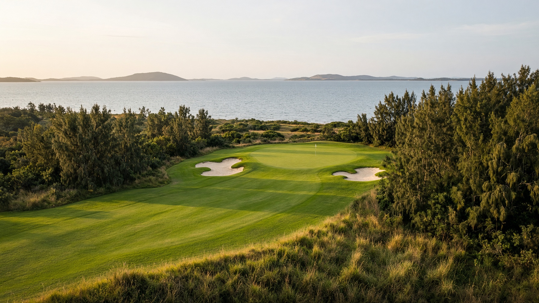 Morning light down the fairway